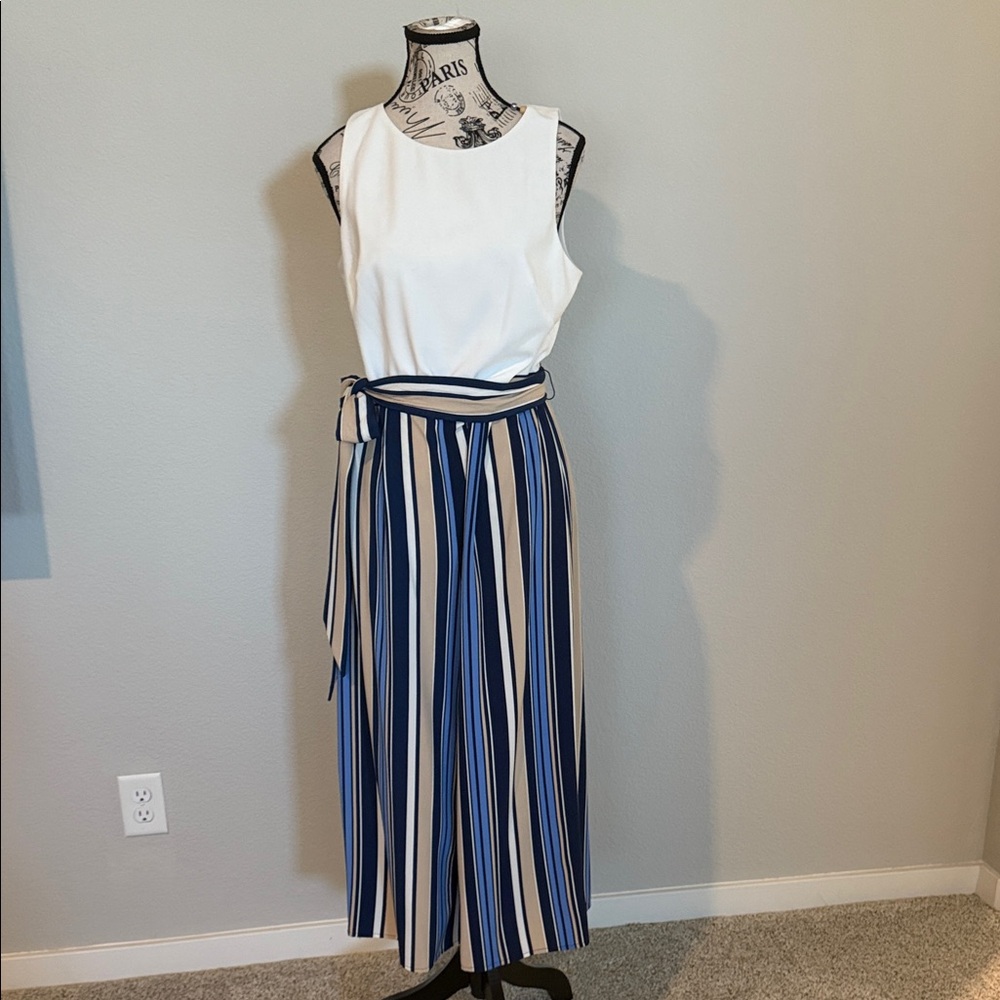 Vince Camuto Blue and White Striped Pantsuit